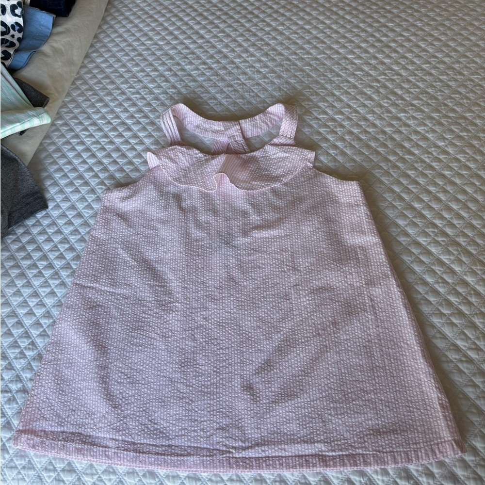 Bella Bliss girls pink seersucker halter blouse
